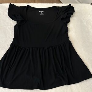 Torrid Black Flutter Sleeve Ribbed Shirt